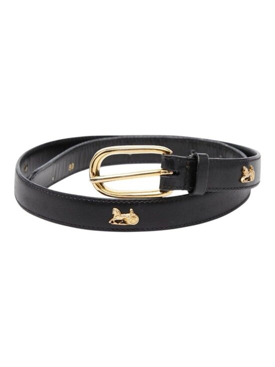 Celine Seri Nu Carriage Belt 80 Black Gold Leather s main image 8